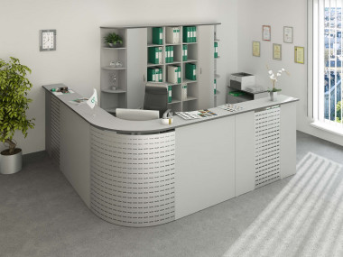 Стойка ресепшн &quot;Партнер&quot; 2880х2880х1200 Серый — Аэлита