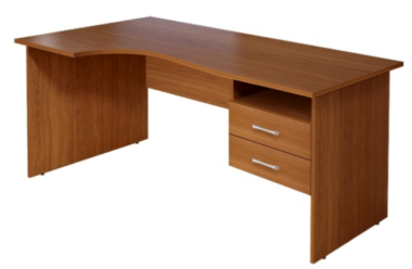 Стол криволинейный КМ76 Монолит 1404х904(704)х756 левый с тумбой (СМ5Л+ТМ11) — Аэлита