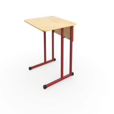 Стол ученический одноместный 600*500 столешница с закругленными углами на красном металлокаркасе — Аэлита