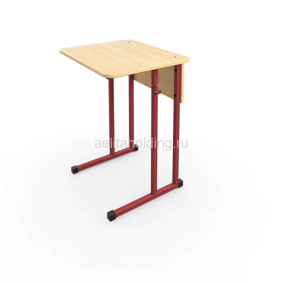 Стол ученический АЭЛИТА Стандарт одноместный 600*500, с радиусом, красный металлокаркас