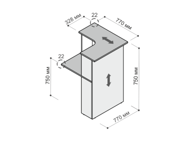 Стойка ресепшн Партнер угловая ЛЕВАЯ — Аэлита