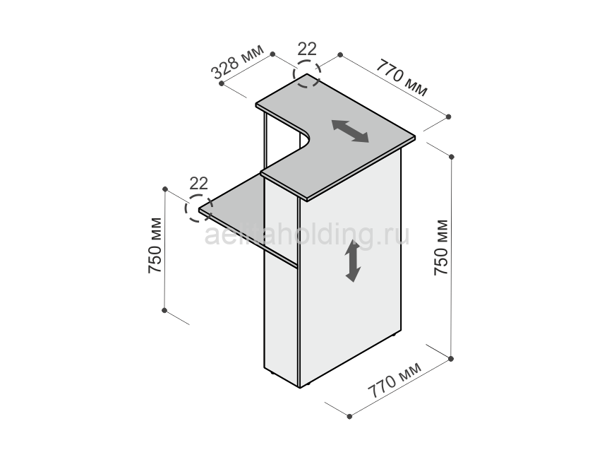Стойка ресепшн Партнер угловая ЛЕВАЯ