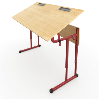 Стол ученический 2-местный с регулируемой столешницей на красном металлокаркасе — Аэлита