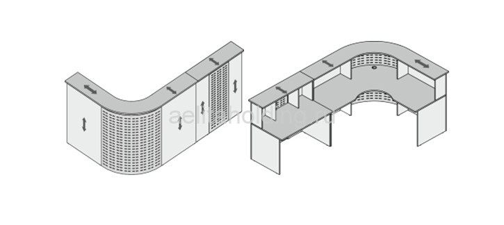 Стойка ресепшн Партнер угловая с металлическим экраном, комплект №1 2950х1770х1200