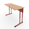 Стол ученический 2-местный регулируемый по высоте на красном металлокаркасе