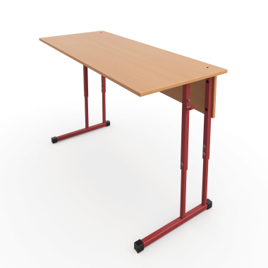Стол ученический 2-местный регулируемый по высоте на красном металлокаркасе — Аэлита