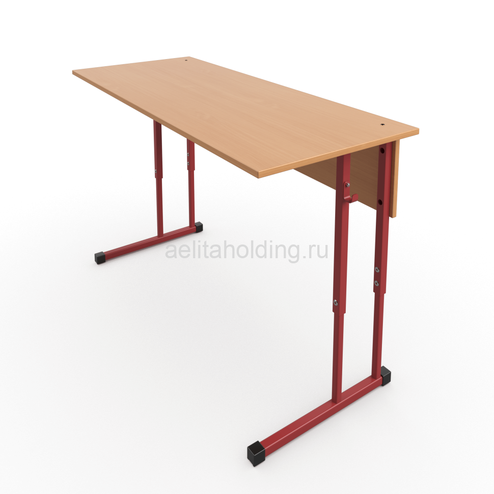 Стол ученический 2-местный регулируемый по высоте на красном металлокаркасе