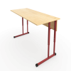 Стол ученический 2-местный регулируемый по высоте на красном металлокаркасе