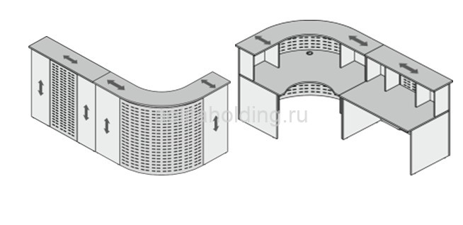 Стойка ресепшн Партнер угловая с металлическим экраном, комплект №2 2450x1270x1200