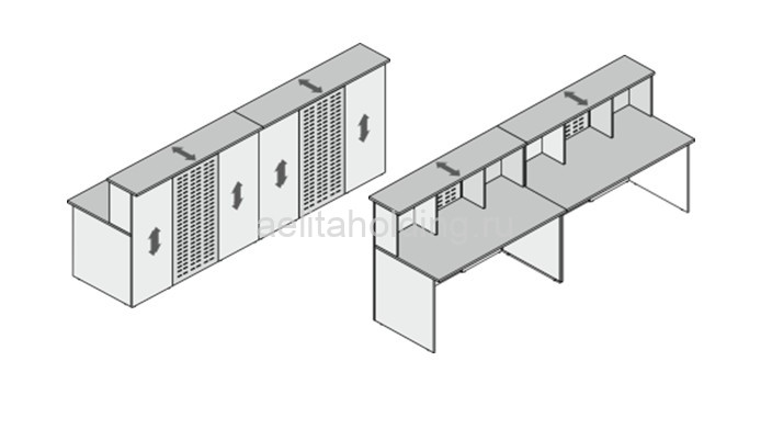 Стойка ресепшн Партнер прямая с металлическим экраном, комплект №3 2800x770x1200