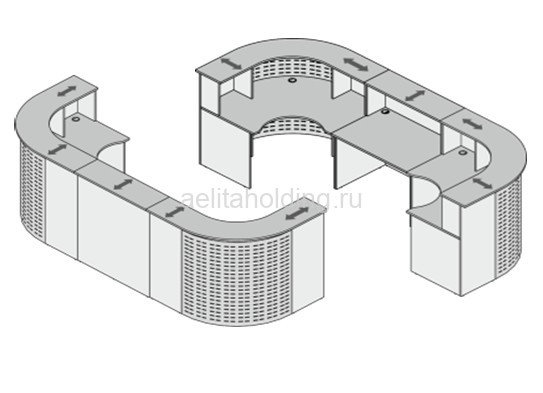 Стойка ресепшн Партнер угловая с металлическим экраном, комплект №4  3540x1270x1200