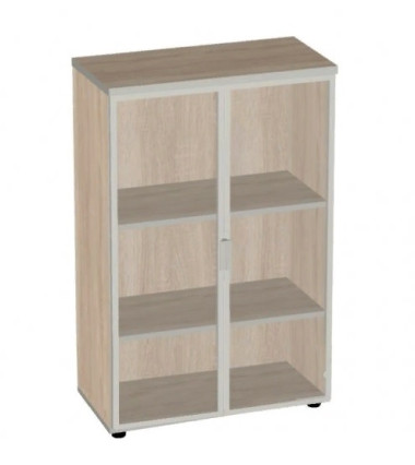 Шкаф средний со стеклом в алюм. раме 777*387*1205 — Аэлита