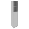 Шкаф высокий узкий со стеклом Рива левый/правый (1 средняя дверь ЛДСП, 1 низкая дверь стекло)