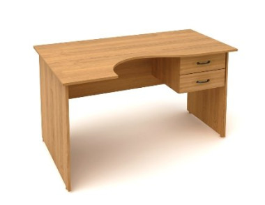 Стол крив. с подвесной тумбой (1402х902(702)х750) (СФ08+ТФ09) — Аэлита