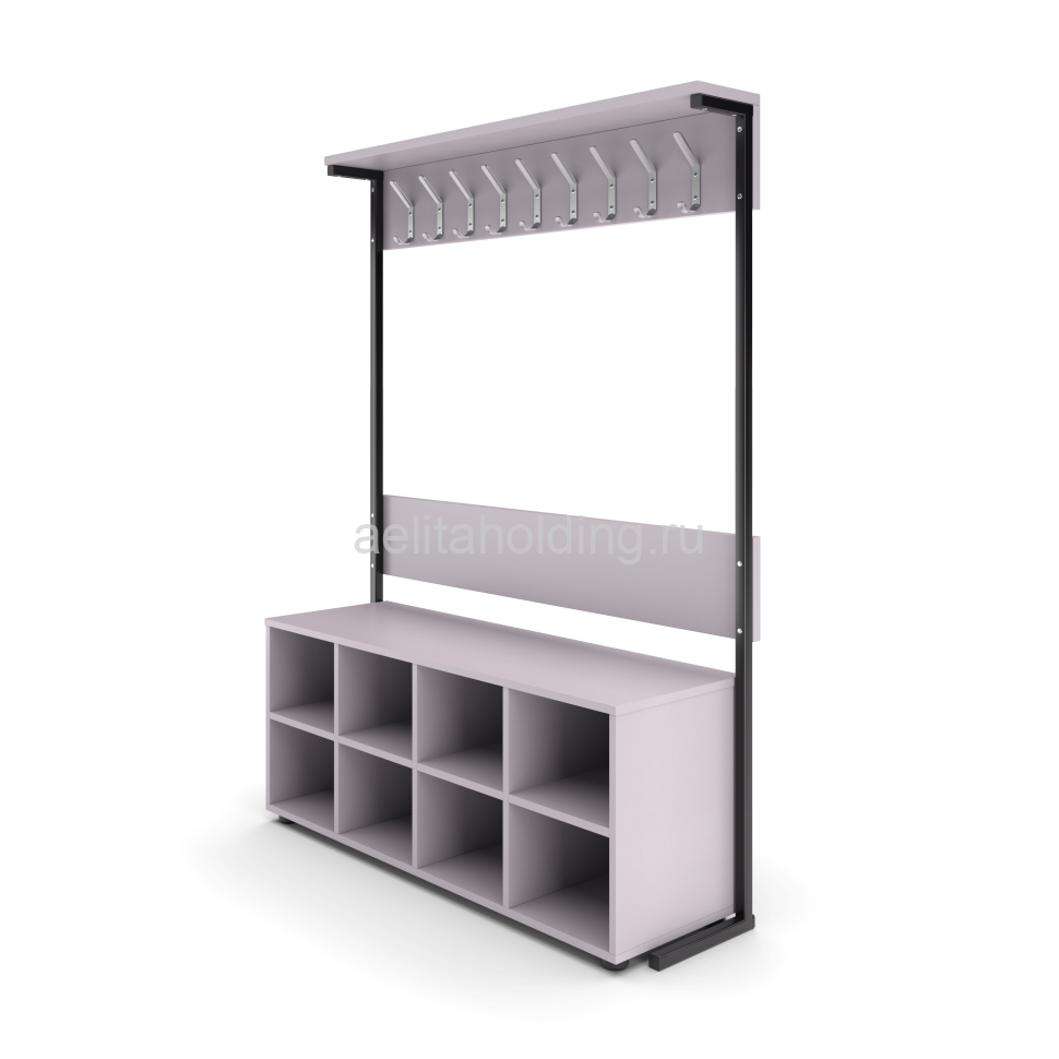 Вешалка напольная односторонняя с тумбой для обуви(Серый/черный)