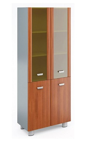 Стеллаж закрытый со стеклом в раме МДФ 860х420х2100 — Аэлита