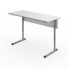 Стол ученический АЭЛИТА Комфорт 2-местный регулируемый (белый, серый), плоскоовальная труба