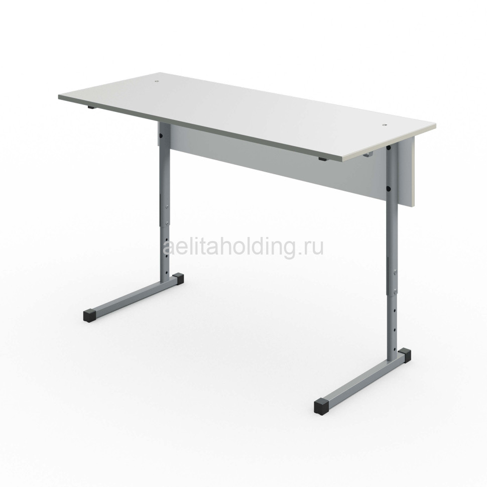 Стол ученический АЭЛИТА Комфорт 2-местный регулируемый (белый, серый), плоскоовальная труба
